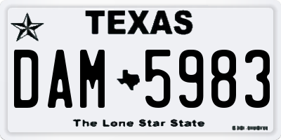 TX license plate DAM5983