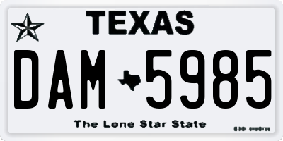 TX license plate DAM5985
