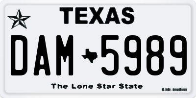 TX license plate DAM5989