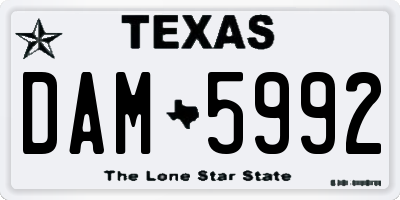 TX license plate DAM5992