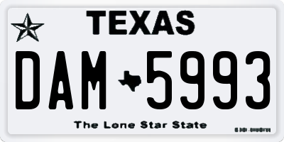 TX license plate DAM5993