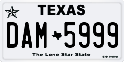 TX license plate DAM5999