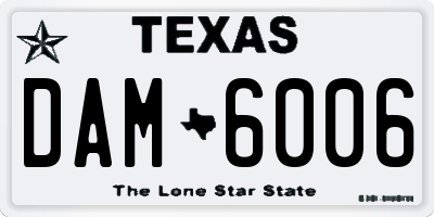 TX license plate DAM6006