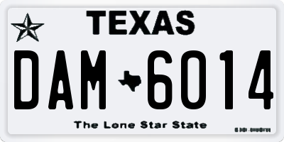 TX license plate DAM6014