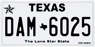 TX license plate DAM6025