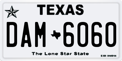 TX license plate DAM6060