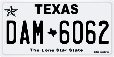 TX license plate DAM6062