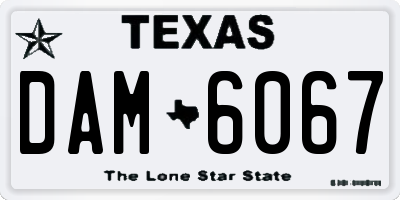 TX license plate DAM6067