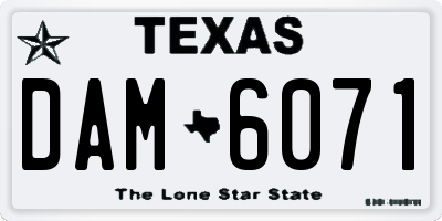 TX license plate DAM6071