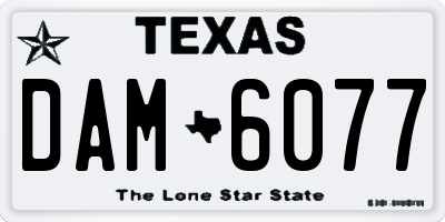 TX license plate DAM6077