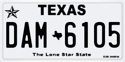 TX license plate DAM6105