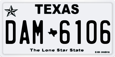 TX license plate DAM6106