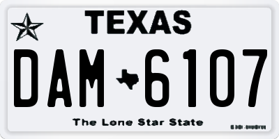 TX license plate DAM6107