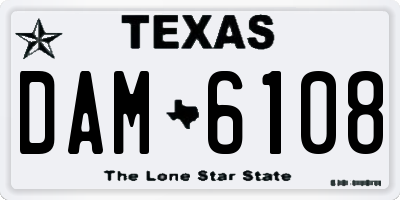 TX license plate DAM6108
