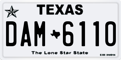 TX license plate DAM6110