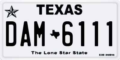 TX license plate DAM6111