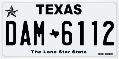 TX license plate DAM6112
