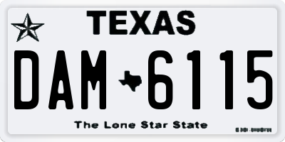 TX license plate DAM6115