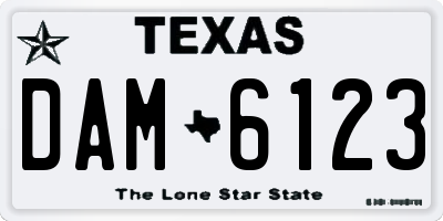 TX license plate DAM6123
