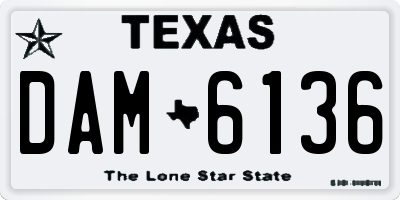 TX license plate DAM6136