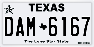 TX license plate DAM6167