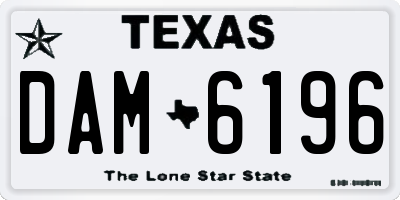 TX license plate DAM6196