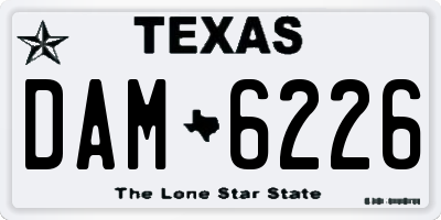 TX license plate DAM6226