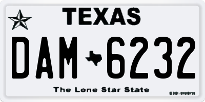 TX license plate DAM6232