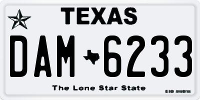TX license plate DAM6233
