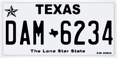 TX license plate DAM6234