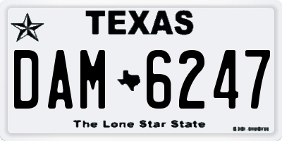 TX license plate DAM6247