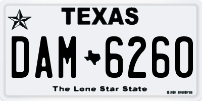 TX license plate DAM6260