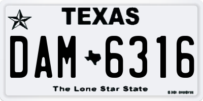 TX license plate DAM6316