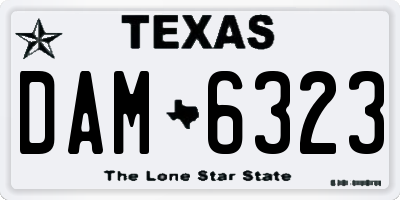TX license plate DAM6323