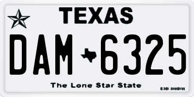 TX license plate DAM6325