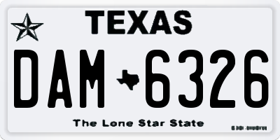 TX license plate DAM6326
