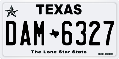 TX license plate DAM6327