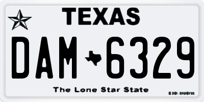 TX license plate DAM6329