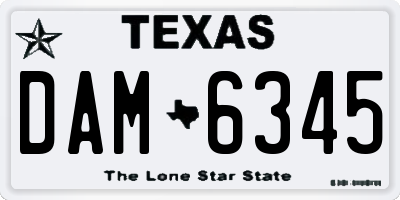 TX license plate DAM6345