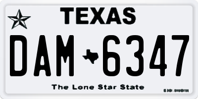 TX license plate DAM6347