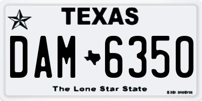 TX license plate DAM6350