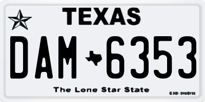 TX license plate DAM6353