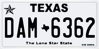 TX license plate DAM6362