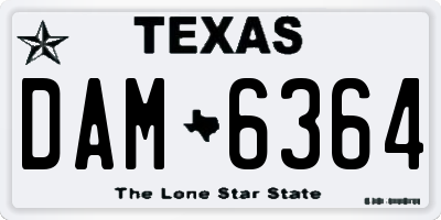 TX license plate DAM6364