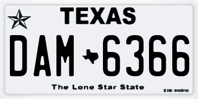 TX license plate DAM6366