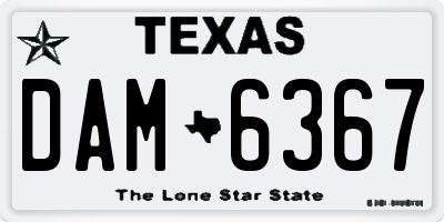 TX license plate DAM6367