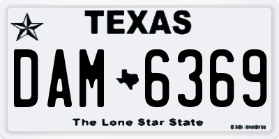 TX license plate DAM6369
