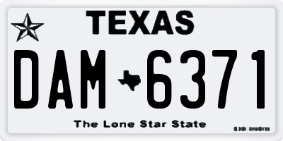 TX license plate DAM6371