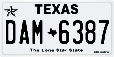 TX license plate DAM6387