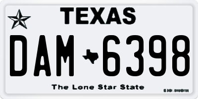 TX license plate DAM6398